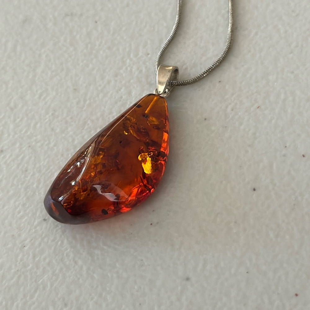 Baltic Amber Pendant on a Sterling Silver Chain